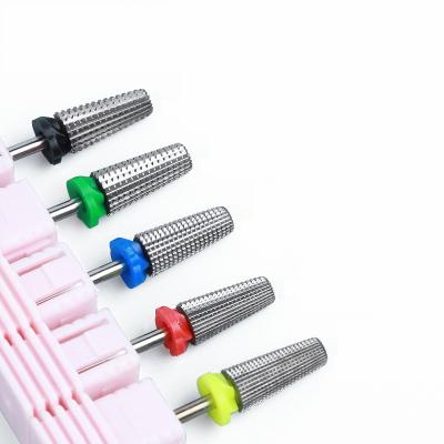 China Polished Tungsten Steel Polishing Head Quickly Remove Dead Skin High Quality 5 in 1 Nail Drill Bit Stainless Steel Carbide Nail Drill Bit for sale