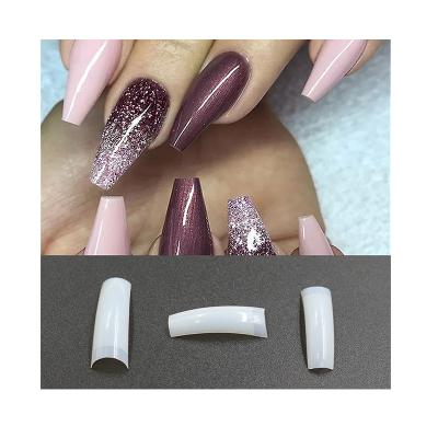 China 500 Pcs Manicure Long Curve XL ABS Eco-friendly Ballerina C Coffin Medium Curve French Extended Fake Nail Tips for sale