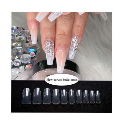 China Eco-friendly material ready to ship french style full cover setlett xxl clear no c curve xl curved coffin curve 500 pcs nail tips for sale