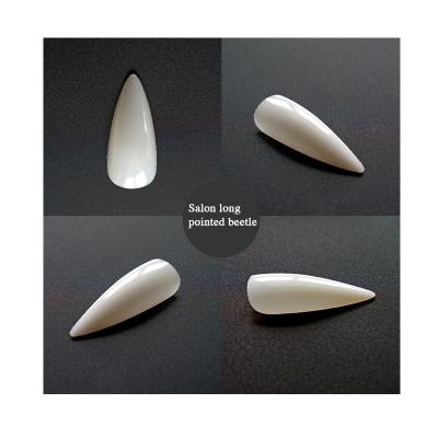 China 600 Pcs Long Almond Nail Salon Coffin Nail Box Eco-friendly Transparent Professional Acrylic False Material Clear Stiletto Tip for sale