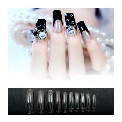 China 500pcs Eco-Friendly Clear French Curve Extra Long Clear French Curve xxxxl Full Coverage Coffin Nail Tips Natural 500pcs Fake Nail Tips for sale