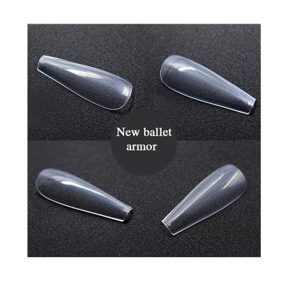 China Material 500 Pcs Ballet Weave Flat Head Transparent Color Eco-friendly Straight French Fake Nail Tips XL Coffin for sale