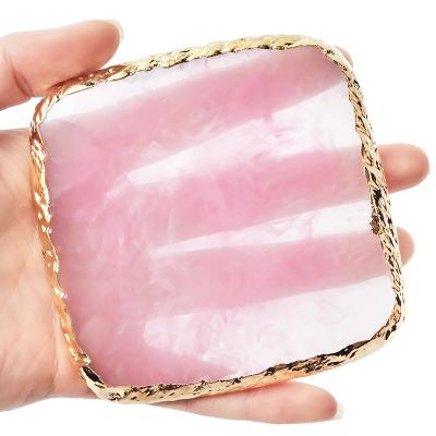 China DIY Manicure Square Nail Resin Agate Patches Painted Nail Pieces Display Board Tool Nail Polosch Resin Palette Crystal Nail Art Resin Palette for sale