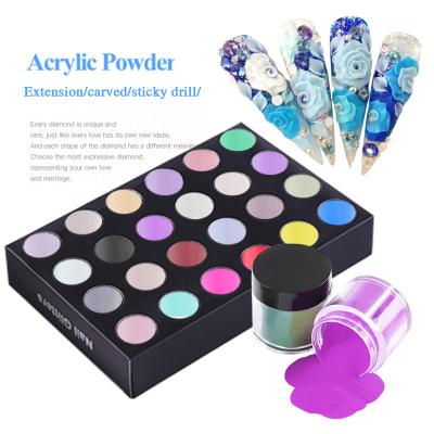 China Durable Acrylic Powder Sellers Nail Art Crystal Pink Carved Flower Pink Color Nail Art Dipping Powder for sale