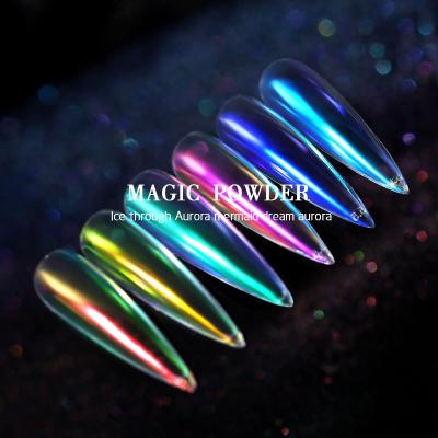 China Nail Quicksand Powder Ready to Ship Aurora Nail Art Powder Mermaid Effect Glitter Dust Gradient Glow Nail Glitter Powder for sale