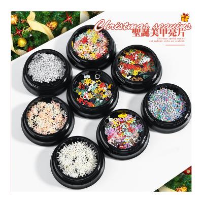 China Decorate Nail Ready to Ship Boxes for Nail Irregular Glitter Nail Art Decoration Christmas Tree Snowflake Christmas Nail Sequin Set for sale