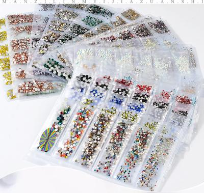 China Decorate Nail Ready To Ship Professional 3d Nail Art Rhinestones AB Sizes Crystal Glass Kit Of 6 Pack Rhinestone Nails for sale