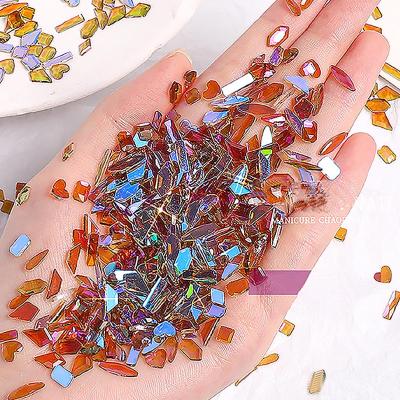 China Decorate Nail Assembled 100 Aurora Hot Drills Press On Nails Flatback Rhinestones For Nails Shaped Rhinestones for sale