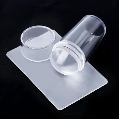 China Eco-friendly Ready To Ship New Style Nail Strip Clear Stamp Handle Full Head Silicone Rubber Transparent Seal for sale