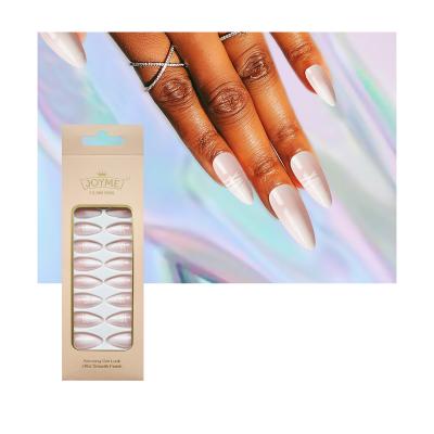 China 24 Pcs Line Eco-friendly Material Long Gradient Nail Tips Almond Nail Tips Reusable Clear Fake Water Drop Almond Supplier for sale