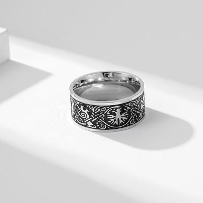 China Stainless Steel Tree of Life Unisex Odin Crow Retro Ring Nordic Viking Celtic Ring for sale