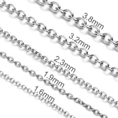 China Wholesale FASHIONABLE Diameter 1.5mm/2/2.5/3/4/5 Stainless Steel Rolo Round O Shaped Cross Link Cable Chain Necklace for sale