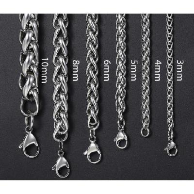 China FASHIONABLE Men's Diameter 3.0mm/4.0/5.0/6.0/7.0/8.0/10 316L Stainless Steel Necklace Twist Chain Rope Flower Knitting Basket for sale