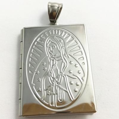 China FASHIONABLE Cheap Stainless Steel Photo Frame Pendant Holly Saint Maria Jesus Mother Picture Cut Out Pendant Vintage Looking Jewelry for sale