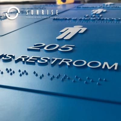 China SUNRISE SIGN Maker Custom Braille Restroom Sign ADA Number Sign Toilet Room Durable Anti-Corrosion Long Plate For Hotel for sale