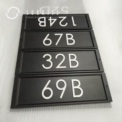 China SUNRISE SIGN Manufacturer Custom Hotel Aluminum License Plate Apartment Door Durable Anti-corrosion Long House Number for sale