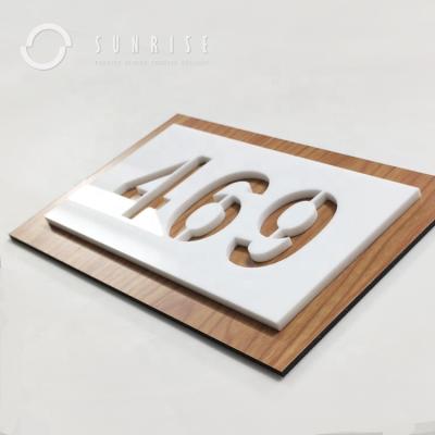 China SUNRISE SIGN Manufacturer Custom Acrylic Door License Plate House Number Address Plate Durable Anti-corrosion Long Flat for sale