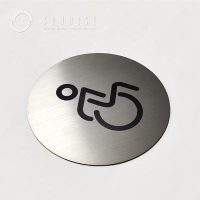 China SUNRISE SIGN Manufacturer Custom Brushed 304 Stainless Steel WC Sign Durable Anti-Corrosion Anti-Corrosion Bathroom Door Toilet Non-Smoking Sign Long Plate for sale