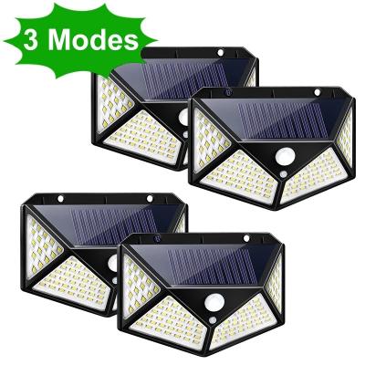 China Waterproof + Waterproof IP65 Solar Power 4 Sides Lighting Wall Lamp Outdoor PIR Motion Sensor Solar Light Outdoor Garden Stairs 100LED Solar Motion Sensor Led Solar Light for sale