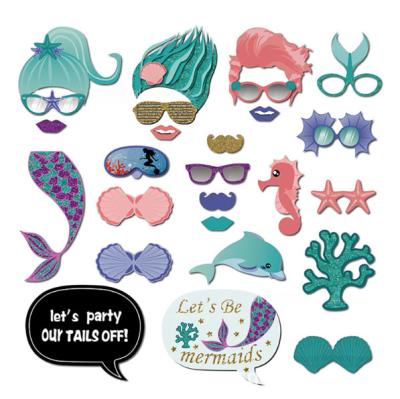 China Non-Toxic Kids Birthday Party Supplies Decoration Under The Sea Glitter Mermaid Tail Photo Props 26 Pieces Cabin Prop Photo Letter Mermaid for sale