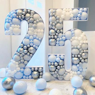 China Baby Birthday Party Mosaic Number Birthday Backdrop Decor Balloon Frame 73/100cm Birthday Party Number Letter Balloon Filler Box DIY Holder for sale