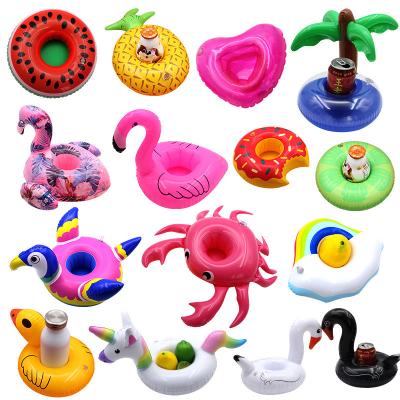 China Wholesale Custom PVC Unicorn Flamingo Inflatable Floating Drink Mini Cup Holder For Swimming Pool Beach Water Fun Party Toys for sale