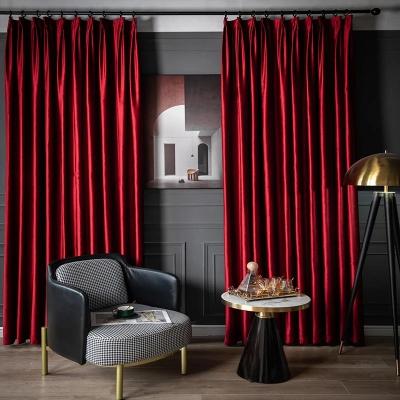 China New Nordic blackout red curtains for the living room luxury curtain and European elegant velvet eyelet crushed curtains for sale