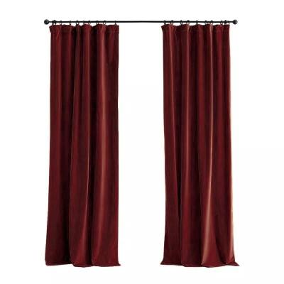 China Red Blackout Curtain Fabric With European Style Blackout Curtains Drapery Curtains For Living Room And Bedroom Velvet Embroidered for sale