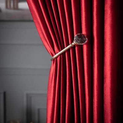 China European Blackout Blackout Holland Red Velvet Curtain European Luxury French Velvet Window Curtain Blinds Shades Ready Made Drapes for sale