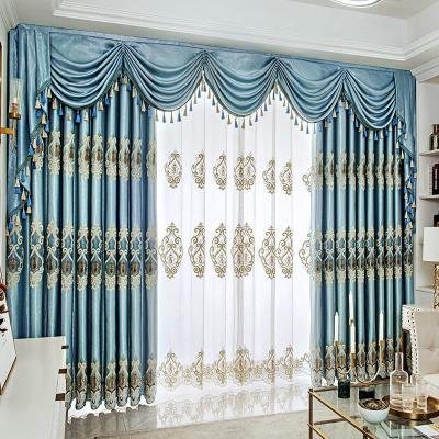 China Luxury gold embroidery best blackout blackout curtains living room curtain fabric for European hotel curtain fabric loby for sale