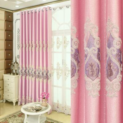 China Wholesale Luxury Blackout Blackout Curtain Custom Pink Curtain Window Curtains For Bedroom Embroidery Chenille European Drapes for sale