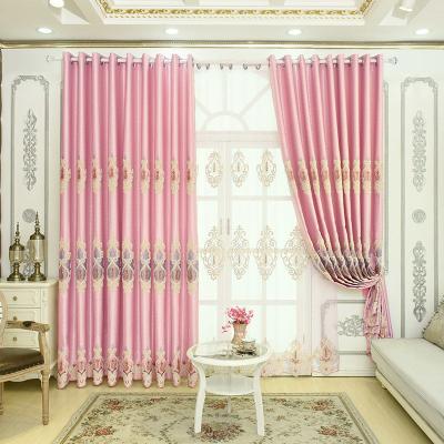 China Wholesale Luxury Blackout Blackout Curtain Custom Pink Curtain Window Curtains For Bedroom Embroidery Chenille European Drapes for sale