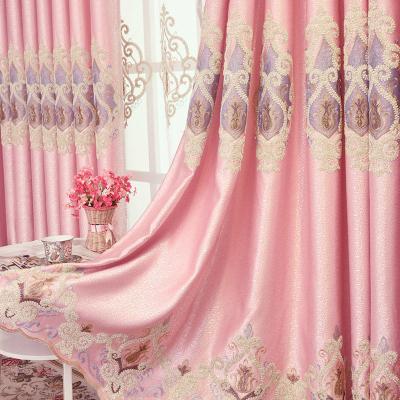 China Wholesale Luxury Blackout Blackout Curtain Custom Pink Curtain Window Curtains For Bedroom Embroidery Chenille European Drapes for sale