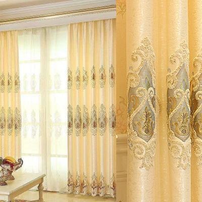 China Luxury blackout fashion blackout curtain best for living embroidery gold curtain for hotel loby curtain for sale