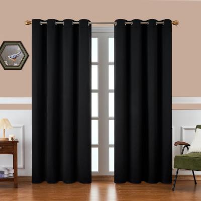 China Blackout Customized Curtain Black Luxury Ready Made Blackout Moden Custom Cotton Window Curtain Bedroom Curtains For Living Room for sale