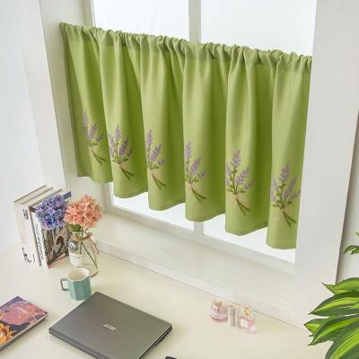 China Farmhouse Green Rural Short House Short Cafe Kitchen Living Room Blackout Wind Cloth Curtains for sale