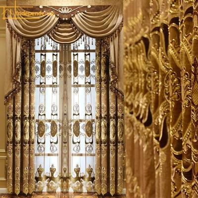 China Blackout Gold Color Jacquard Blackout Drapes Classic Royal Quality Blackout Curtains For Bedroom Living Room for sale