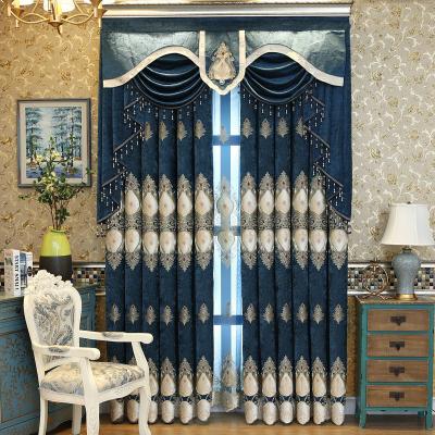 China Blue Green Blackout Curtain Blackout Jacquard Quality Blackout Classic Royal Curtains For Bedroom Living Room for sale