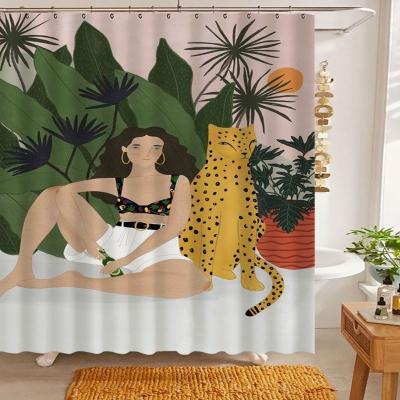 China Tiger Bohemian Shower Curtains Print Sustainable Luxury Custom Waterproof 3d Designer Long Shower Curtain for sale