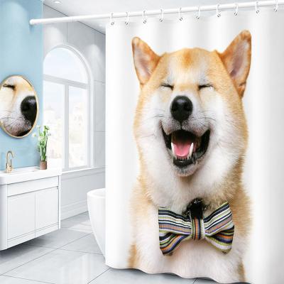 China Sustainable Bathroom Curtain Plus Shower Curtain 3d Hookless Printing Dog Bathroom Shower Curtain for sale