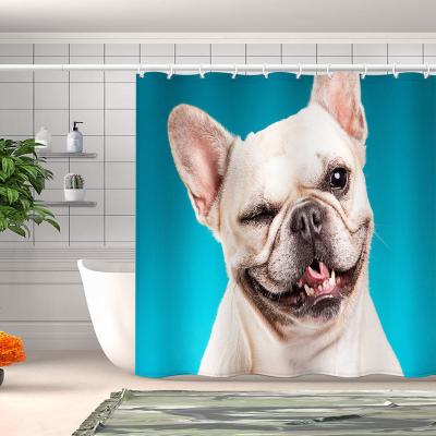 China High Quality Sustainable Waterproof Blue 3d Printing Bathroom Curtain Customized Shower Curtains for sale