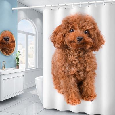 China 3d Dog Pattern High Quality Waterproof Waterproof PrintingTeddy Customized Shower Curtains 3d Dog Pattern Bathroom Curtain for sale