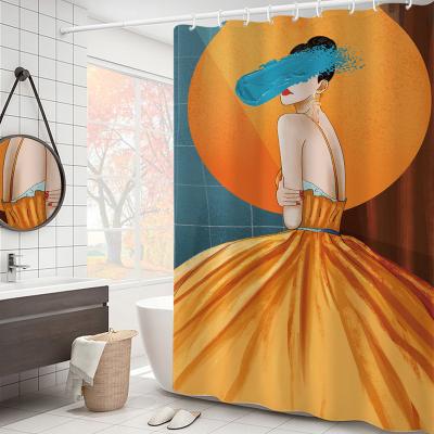 China Viable printed with woman curtains for bathroom shower curtains for sale