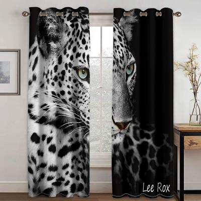 China Blackout black with white 3d animal printed curtains blackout curtains for living room and bedroom for sale