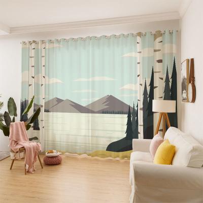 China Blackout Landscape Design 3d Digital Printing Curtains Drapes For Luxury Living Room for sale