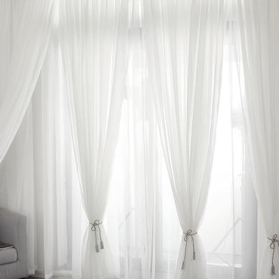 China Blackout Curtain And Hotel Ready Made Curtains For Living Room Bedroom Sheer Luxury Modern High Quality White Silk Voile Curtain for sale