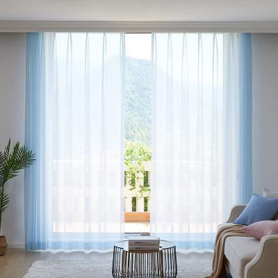 China Blackout Blackout Fabric Blackout For Living Room Bedroom Curtain Luxury Ready Made Voile Curtain Bedroom Bule Curtains for sale