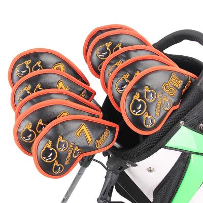 China Protect Golf Clubs Golf Iron Cover, Colorful Golf Iron Headcovers PU Leather Golf Head Cover For Iron for sale