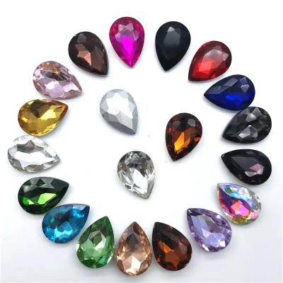 China Pointback Factory Direct Selling Glass Point Back Gemstones Teardrop Flat Size Multiple Back Crystal Rhinestones For Garments Accessories no for sale