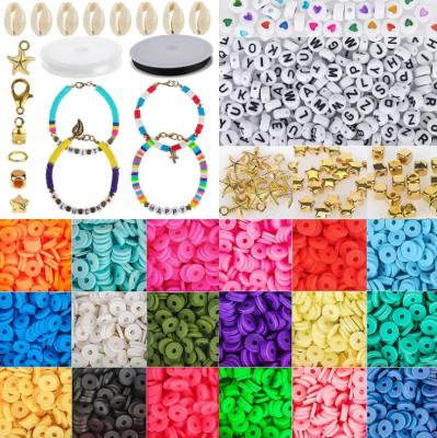 China Polymer Clothing 3600 Pcs Flat Round Grid Clay Spacer Beads 24 Handmade Clay Beads Set For Diy Bracelet Necklace Jewelry Making for sale